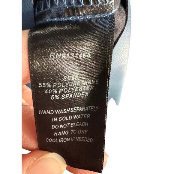 Fate Halter Tier Mini Faux Leather Ruffled Dress Steel Blue Size Small, NWT - Picture 8 of 8